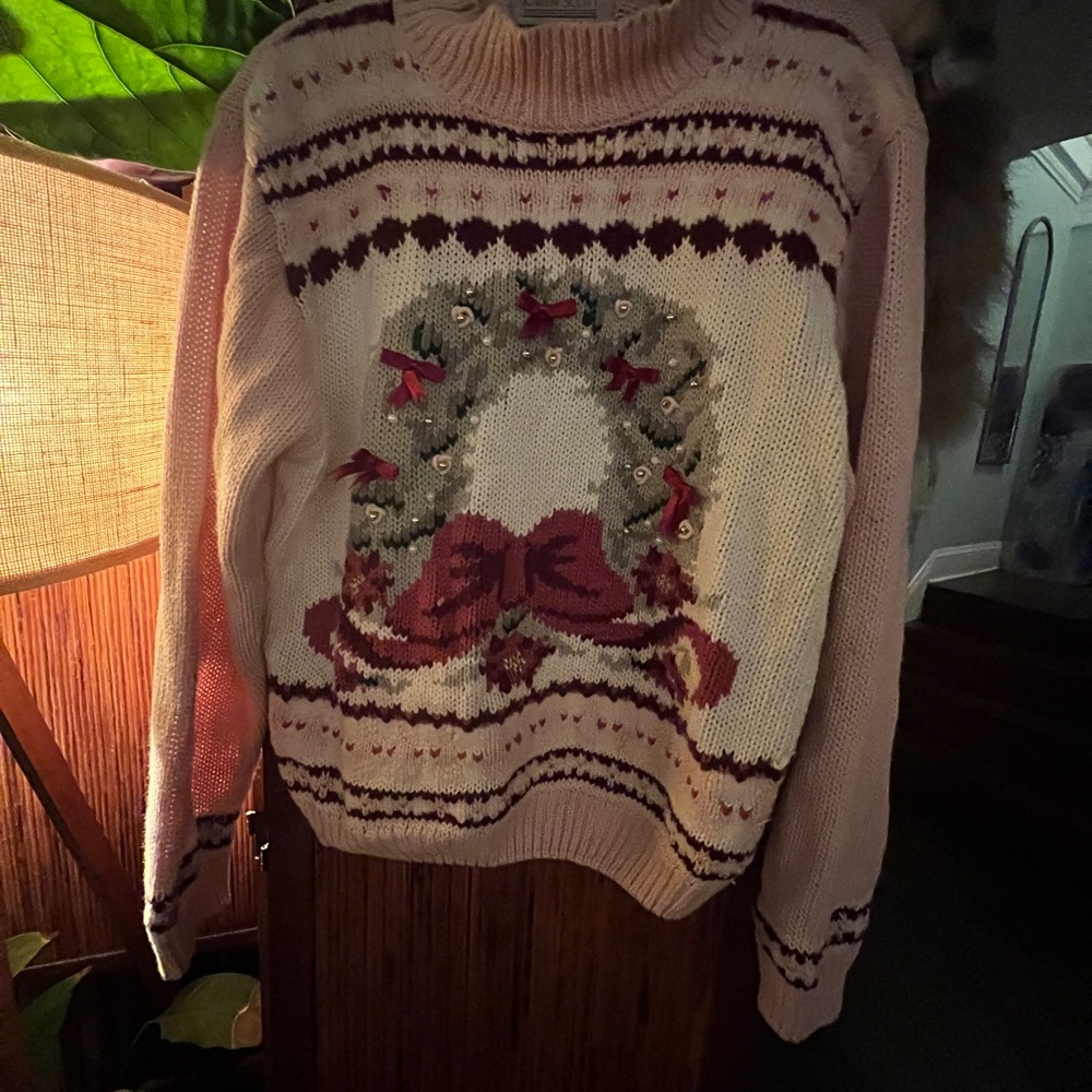 Karen Scott Christmas Sweater with Wreath Design